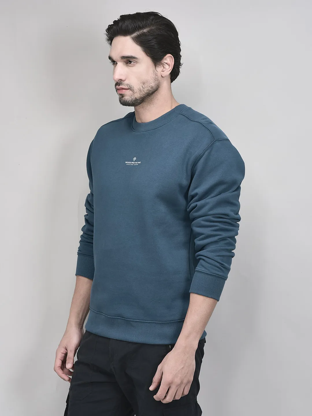 Woodland Blue Round Neck Sweatshirt - Thumbnail 2