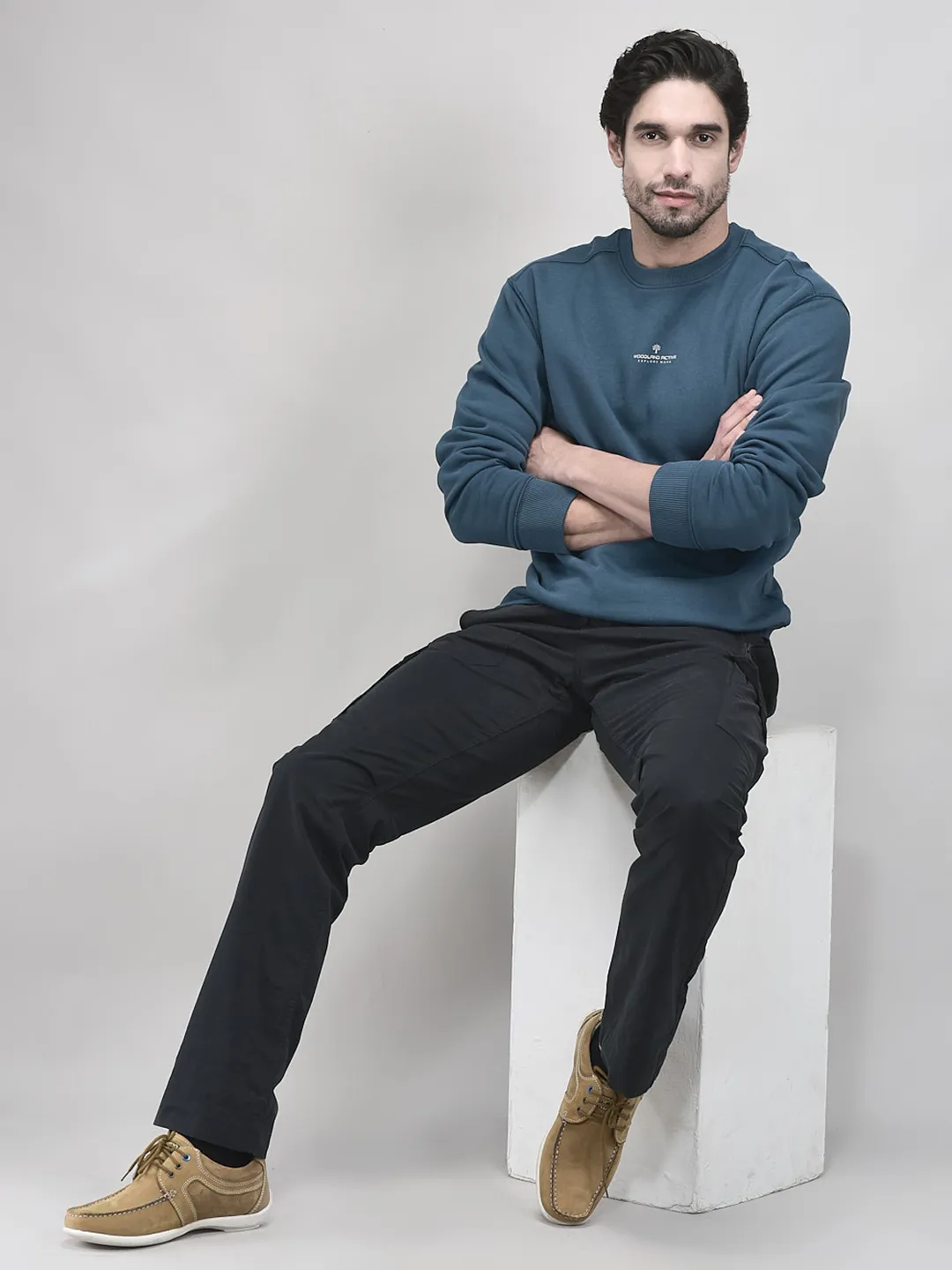 Woodland Blue Round Neck Sweatshirt - Thumbnail 7