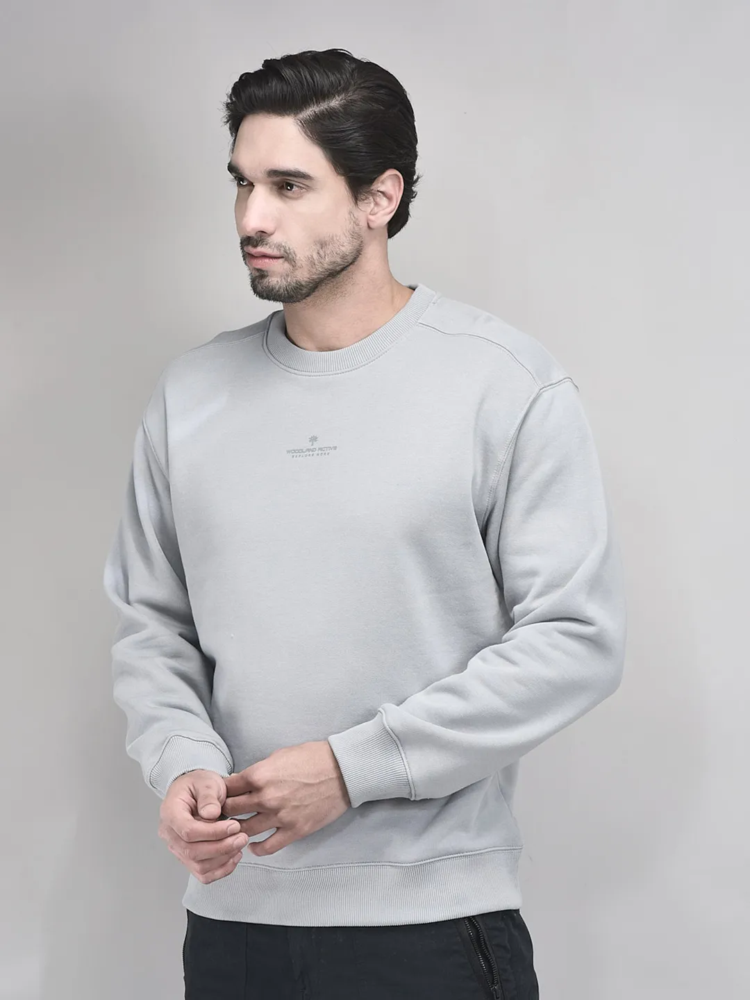Woodland Grey Round Neck Sweatshirt - Thumbnail 3