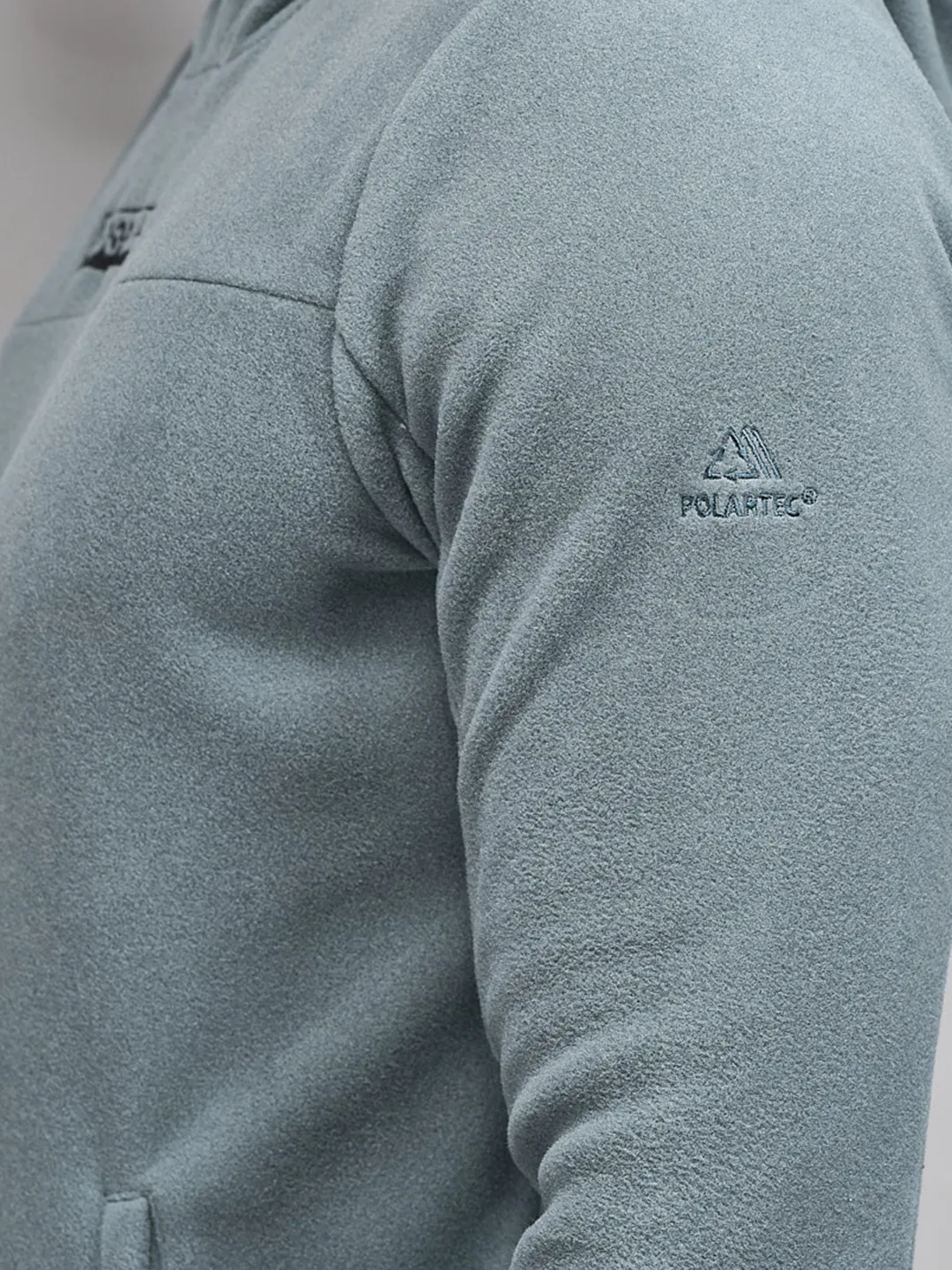 Insulating Blue Polar Fleece Hoodie For Men - Thumbnail 6