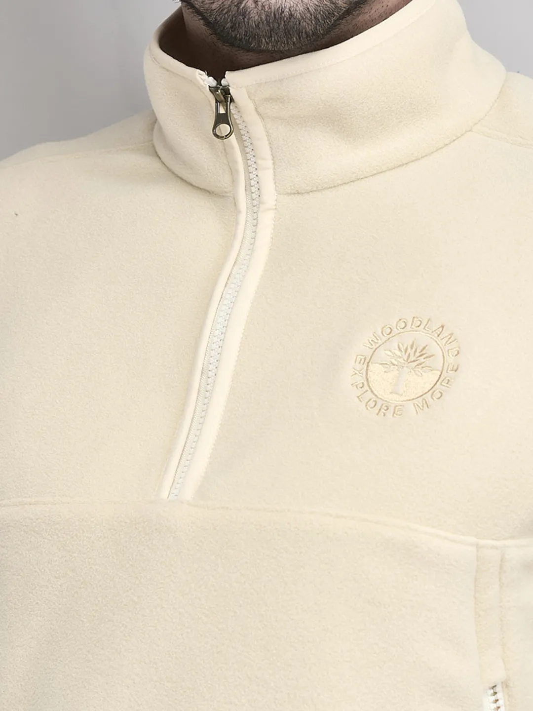Woodland Tan Cozy Polar Fleece Sweatshirt For Men - Thumbnail 4