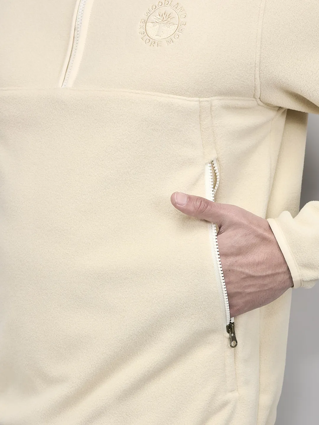 Woodland Tan Cozy Polar Fleece Sweatshirt For Men - Thumbnail 6