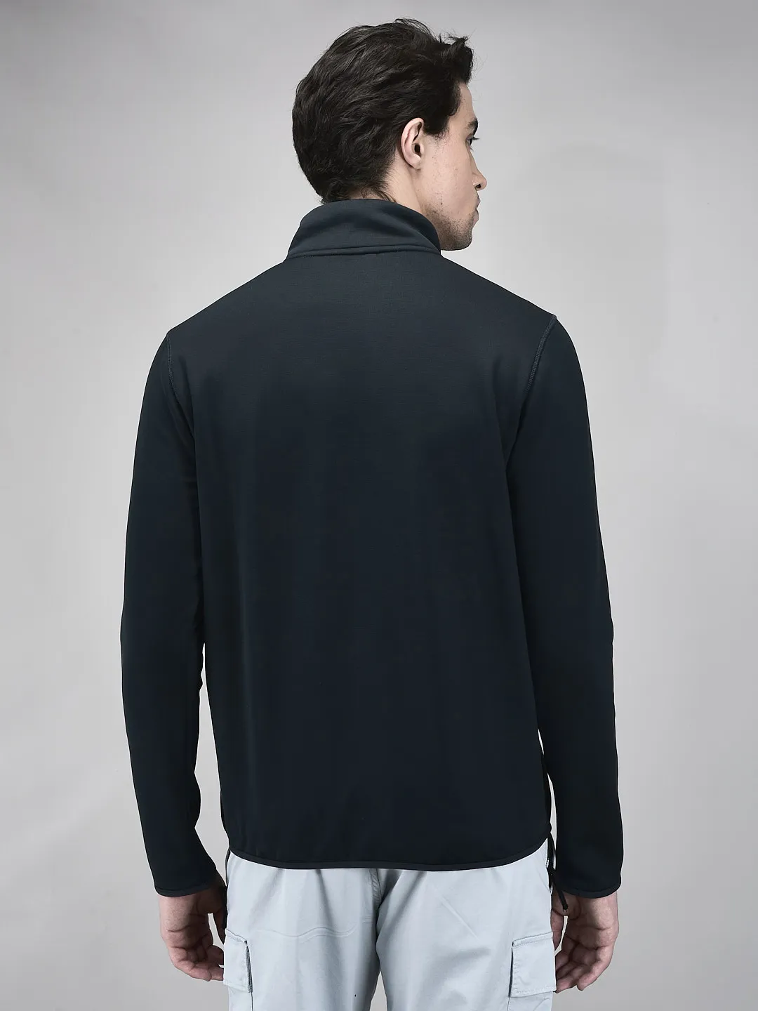 Woodland Men Textured Black FS  Polar Fleece Sweatshirt - Thumbnail 7