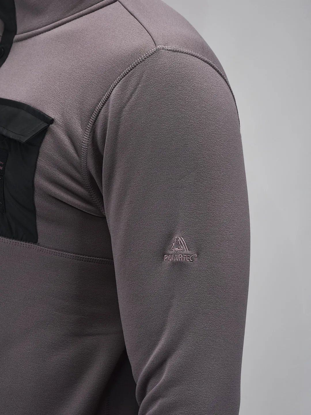 Woodland Men Egg Plant Polar Fleece Sweatshirt with Utility Pocket - Thumbnail 5