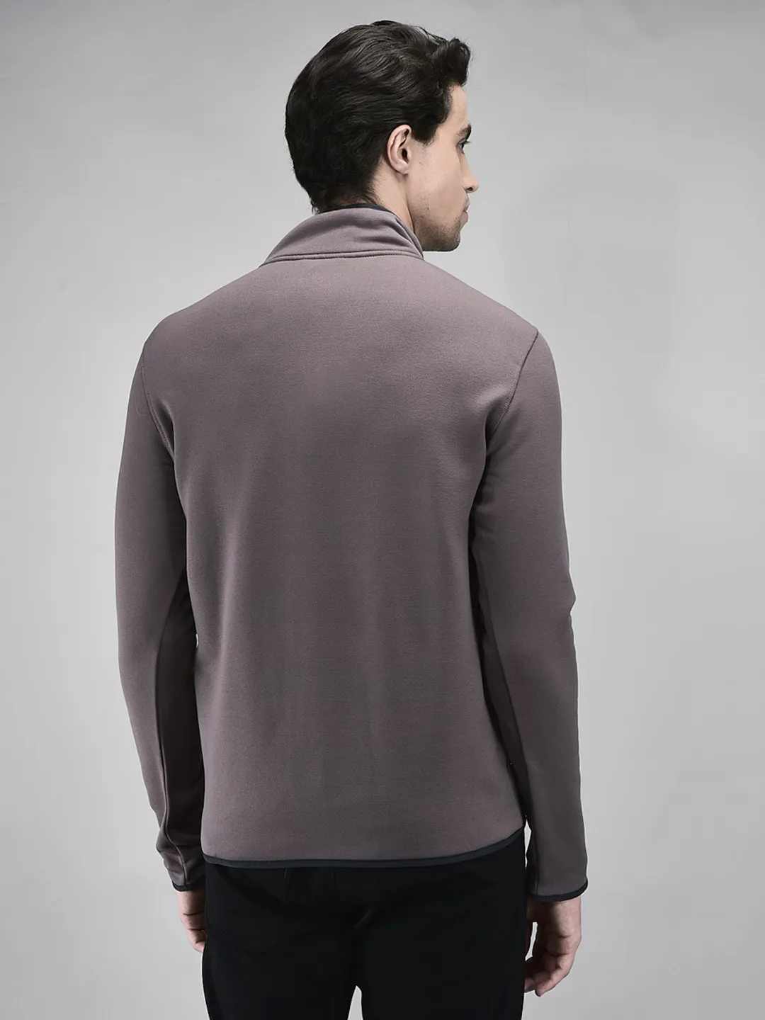 Woodland Men Egg Plant Polar Fleece Sweatshirt with Utility Pocket - Thumbnail 7