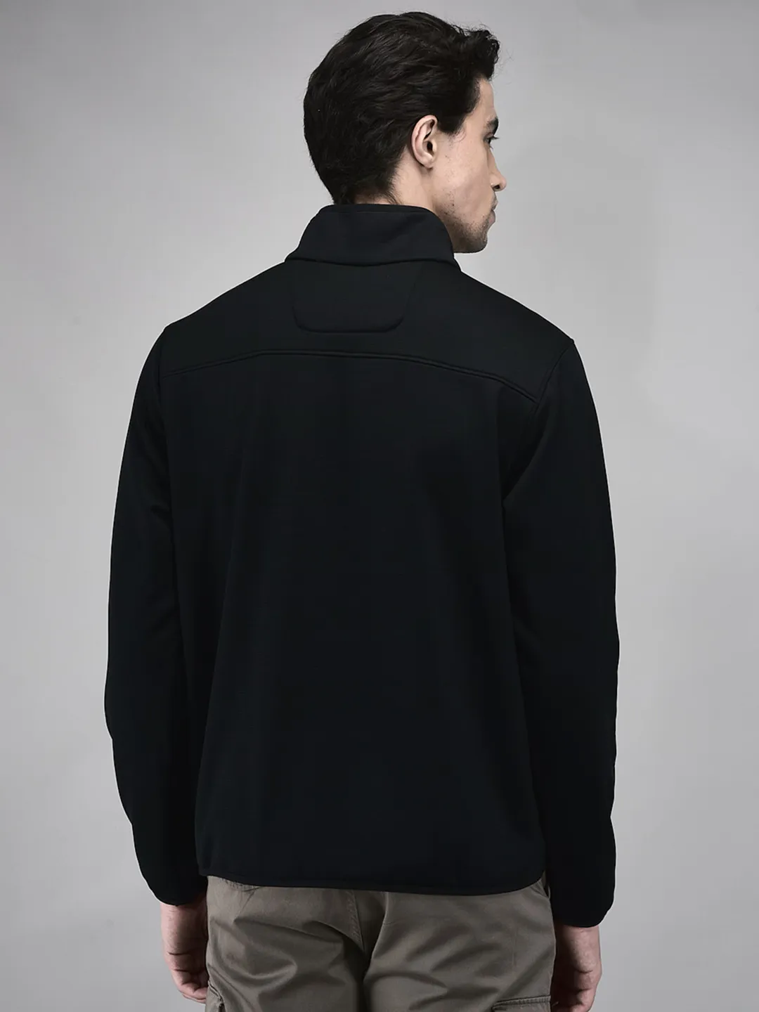 Woodland Men Black Polar Fleece Quarter-Zip Sweatshirt - Thumbnail 7