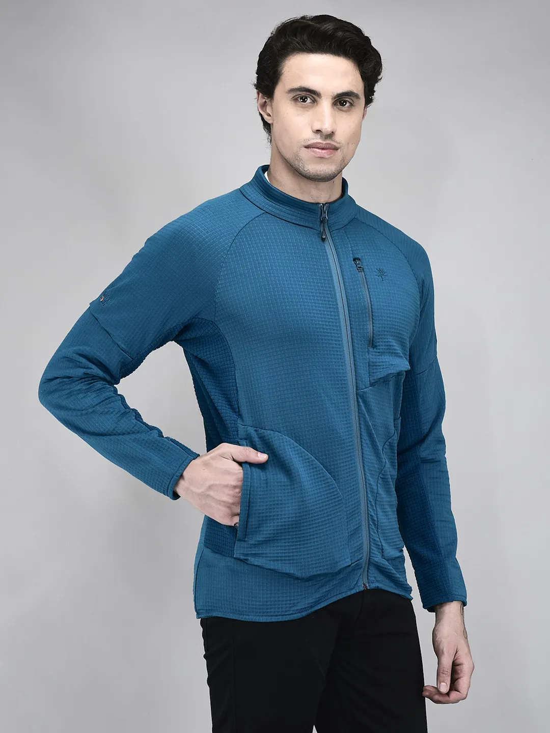 Woodland Men Blue Performance Zip Sweatshirt - Thumbnail 2