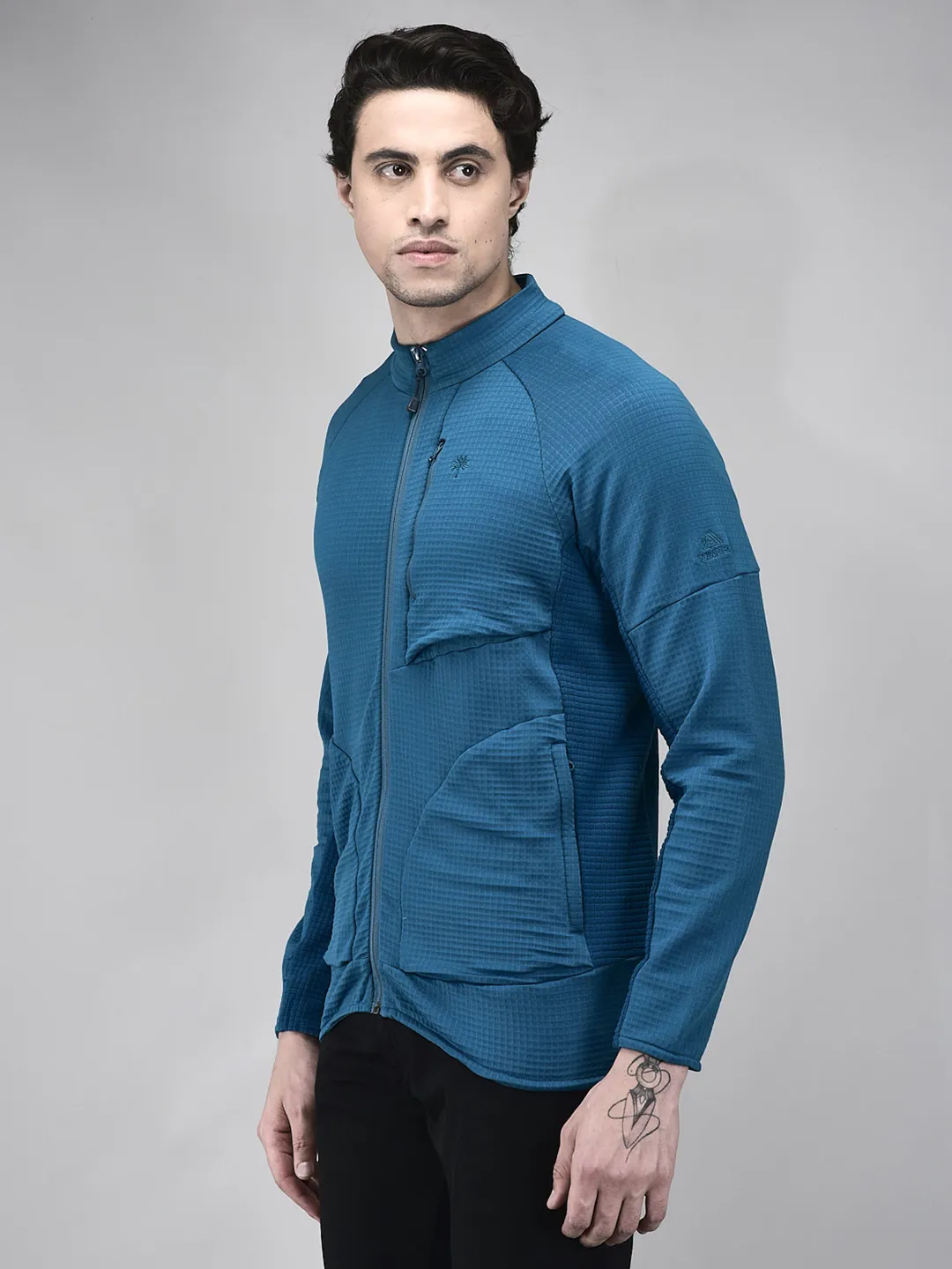 Woodland Men Blue Performance Zip Sweatshirt - Thumbnail 3