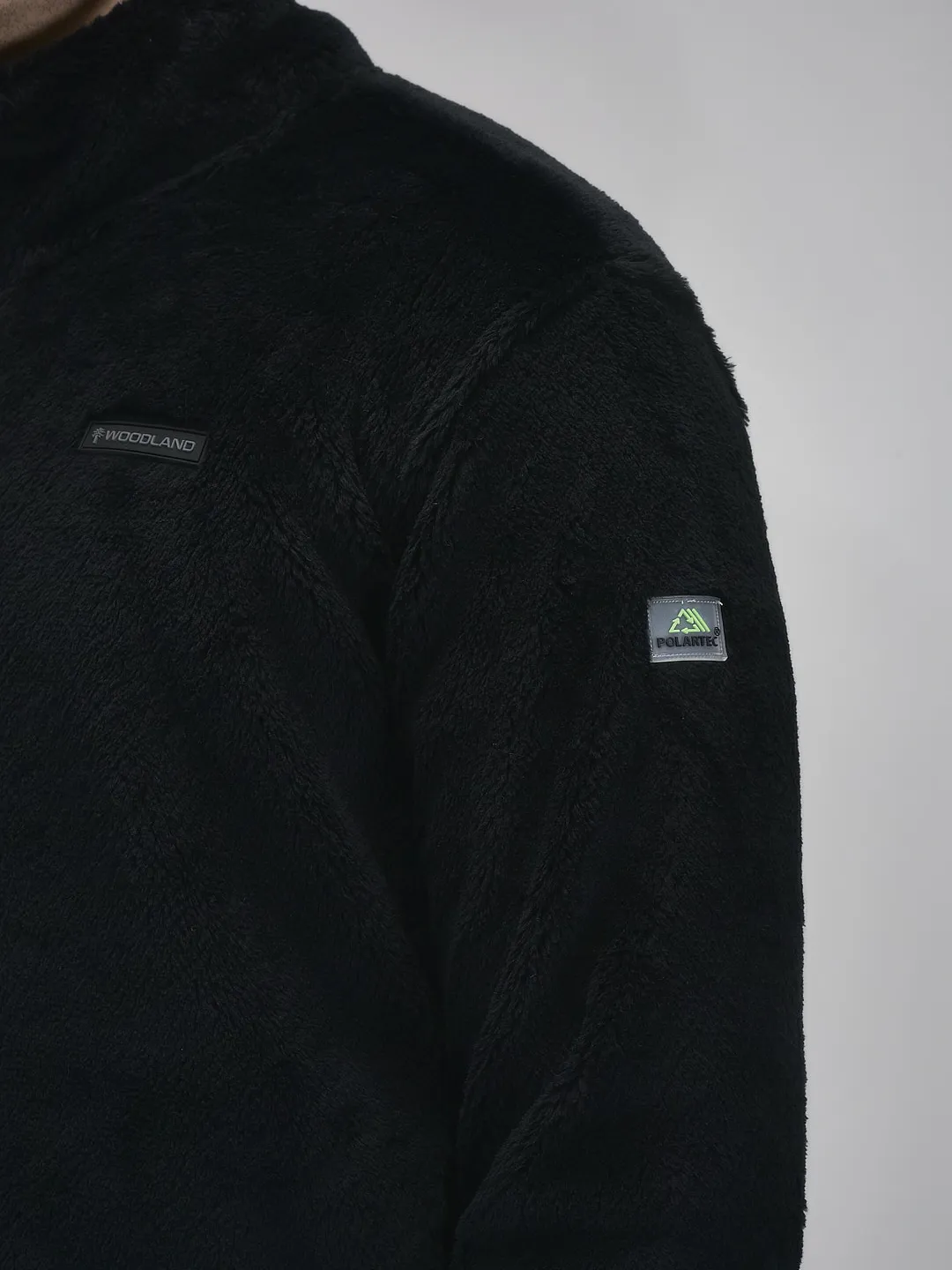 Woodland Men Black Polar Fleece Zipper Sweatshirt - Thumbnail 5