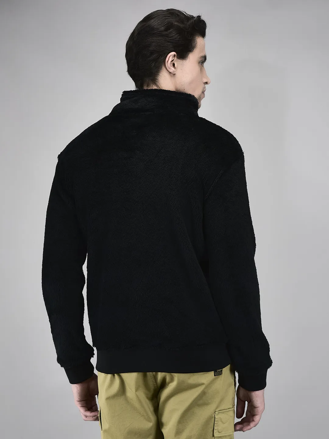 Woodland Men Black Polar Fleece Zipper Sweatshirt - Thumbnail 7