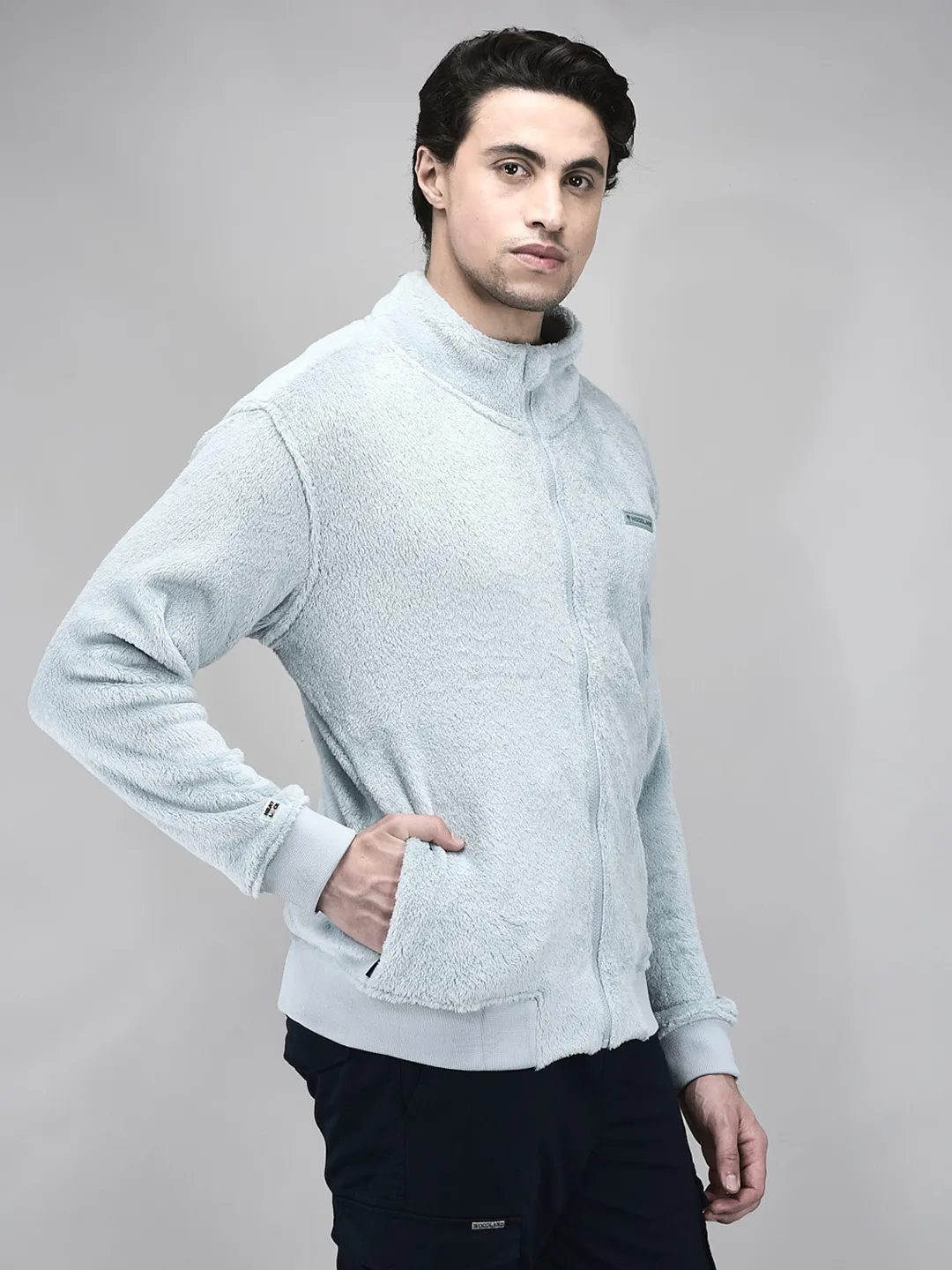 Woodland Men IceBlue Polar Fleece Zipper Sweatshirt - Thumbnail 2