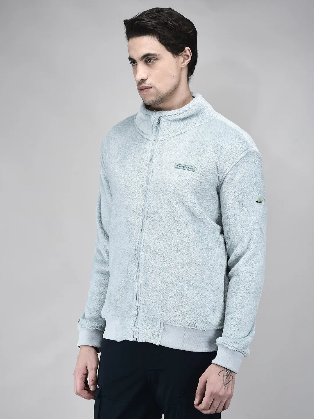 Woodland Men IceBlue Polar Fleece Zipper Sweatshirt - Thumbnail 3