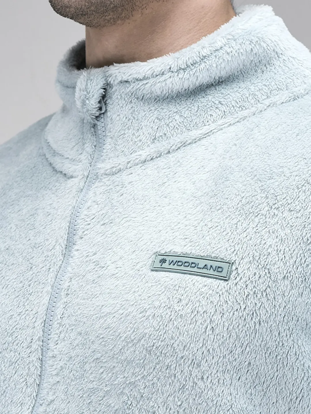 Woodland Men IceBlue Polar Fleece Zipper Sweatshirt - Thumbnail 4