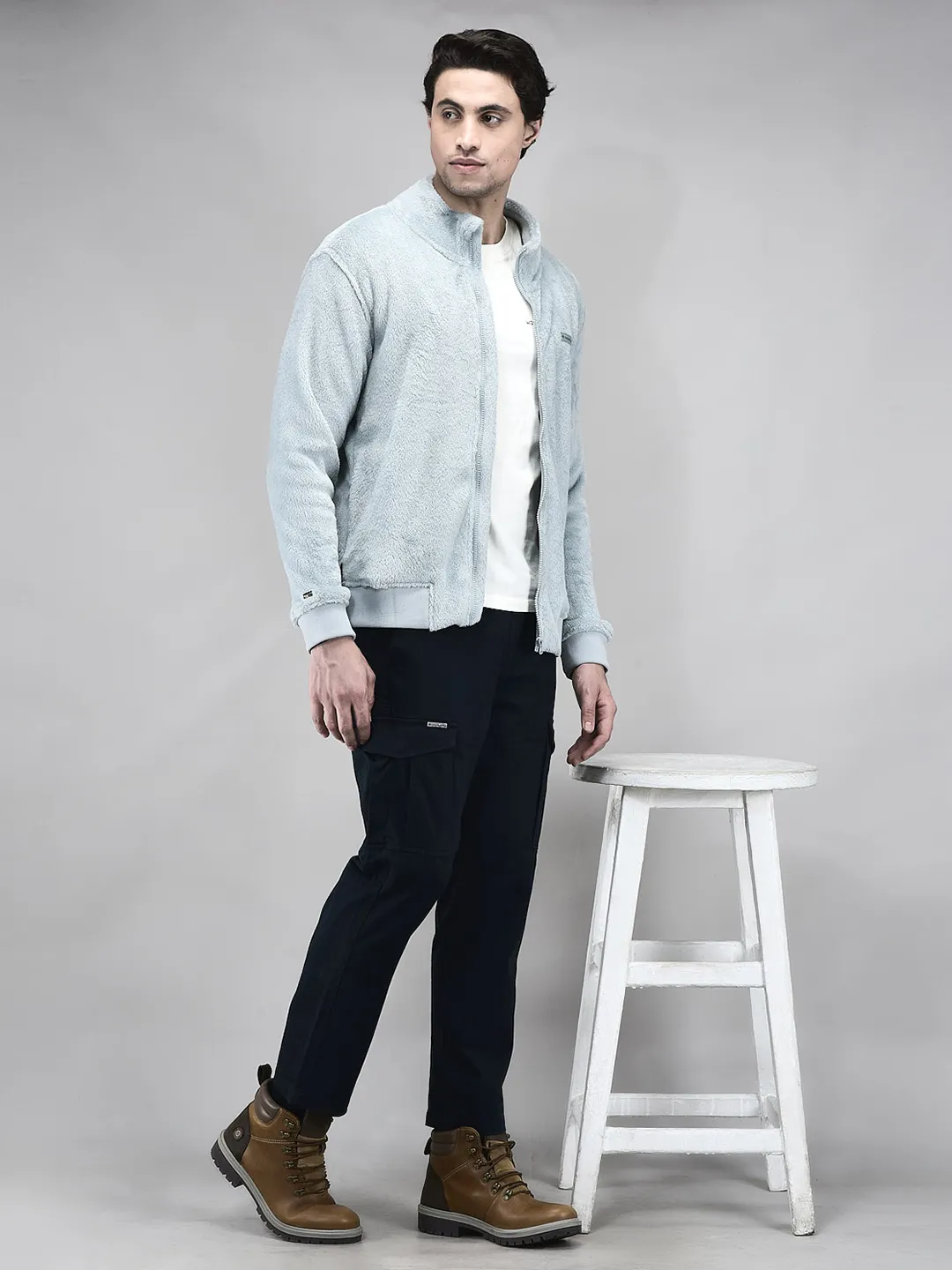 Woodland Men IceBlue Polar Fleece Zipper Sweatshirt - Thumbnail 7
