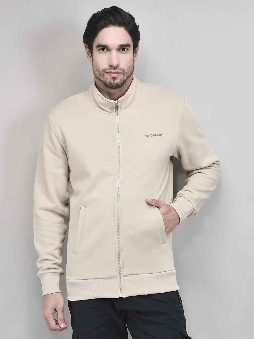 woodland-beige-zipper-sweatshirt-for-men