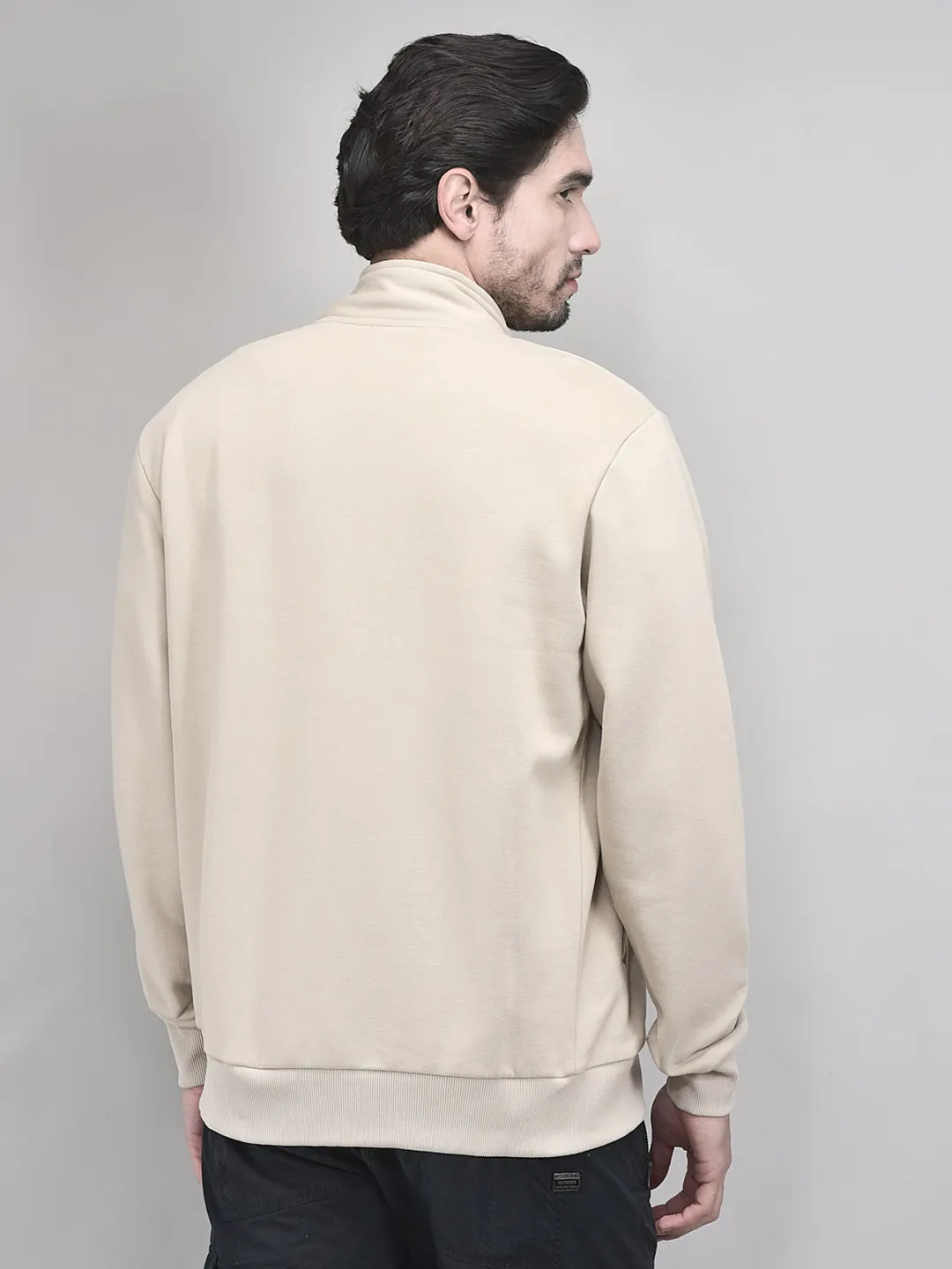 Woodland Beige Zipper Sweatshirt For Men - Thumbnail 7