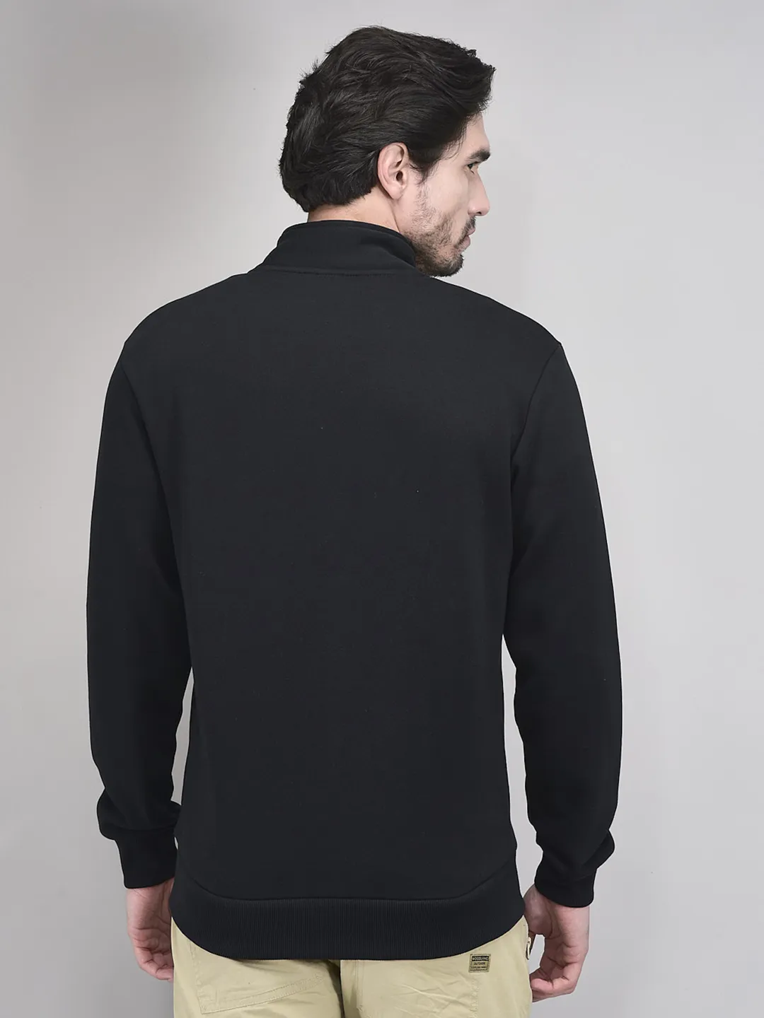 Woodland Black Zipper Sweatshirt For Men - Thumbnail 7