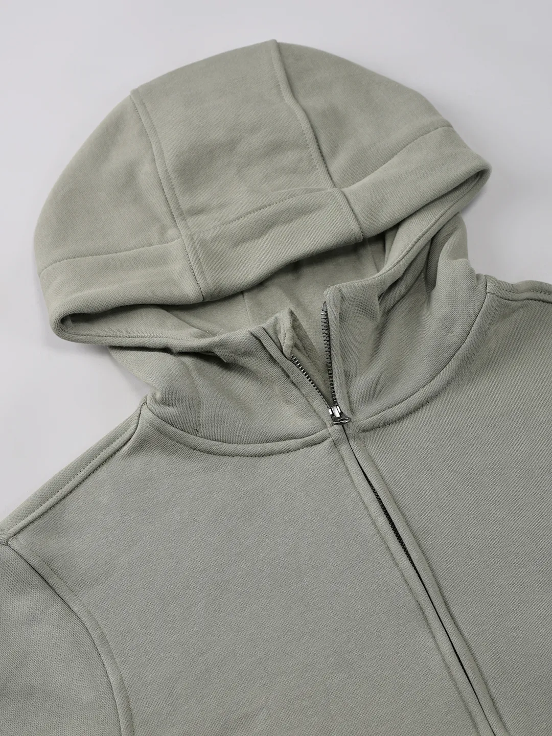High Neck Men Green Zipper Sweatshirt - Thumbnail 6