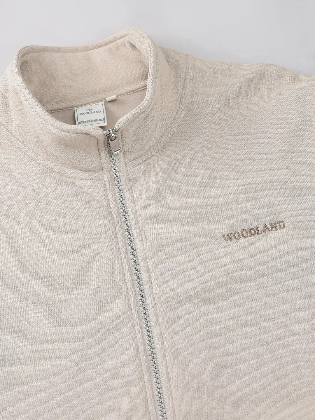 Woodland Beige Zipper Sweatshirt For Men - Thumbnail 6