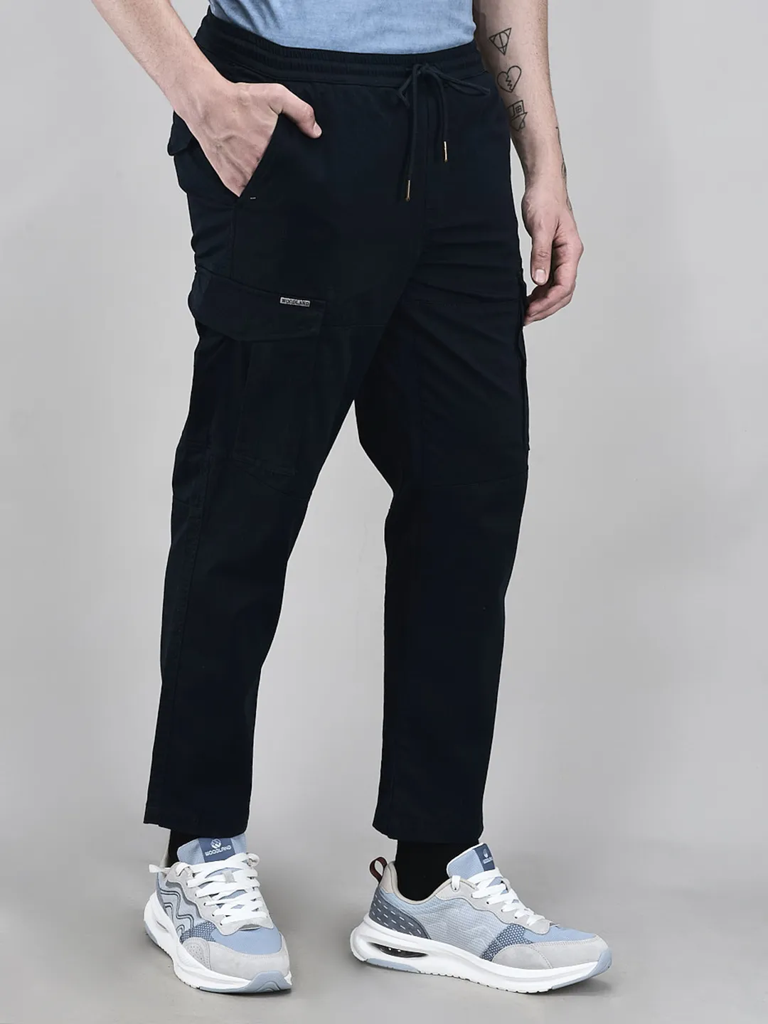 Cotton Elastane Navy Cargo Trousers - Thumbnail 2