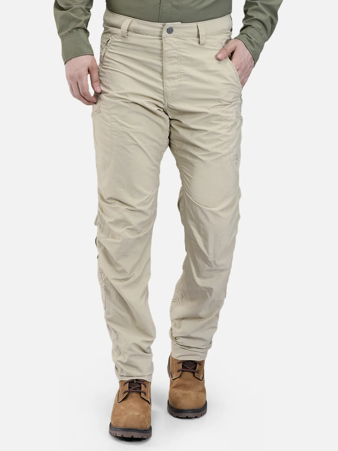 Woodland Men Beige Nylon Cargo Pants
