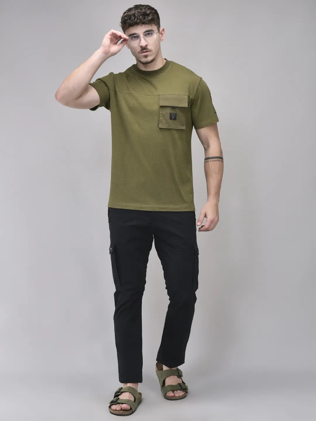 Black Cargo Men Trousers With Zipper Pockets - Thumbnail 6
