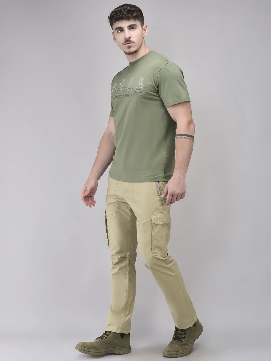 Beige Cargo Men Trousers With Zipper Pockets - Thumbnail 6