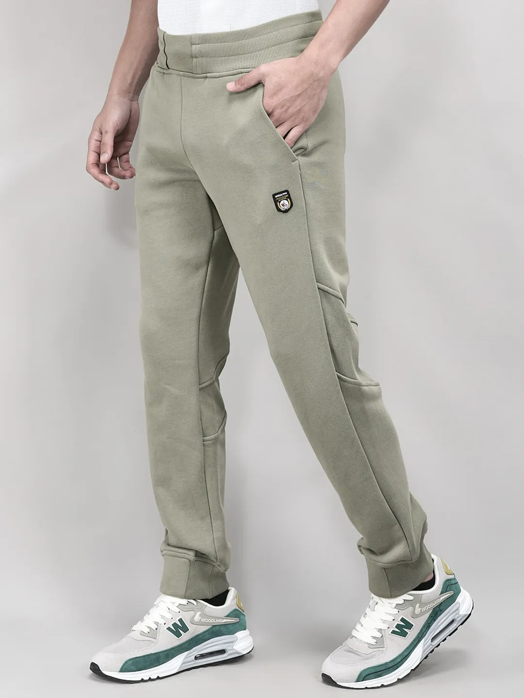 Woodland Green Stretchable Track Bottom For Men - Thumbnail 2