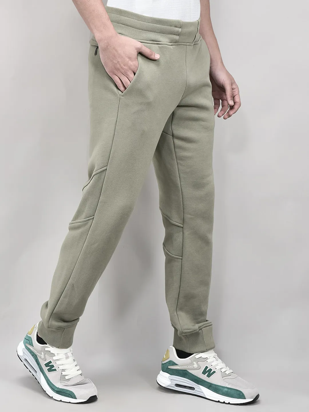 Woodland Green Stretchable Track Bottom For Men - Thumbnail 3