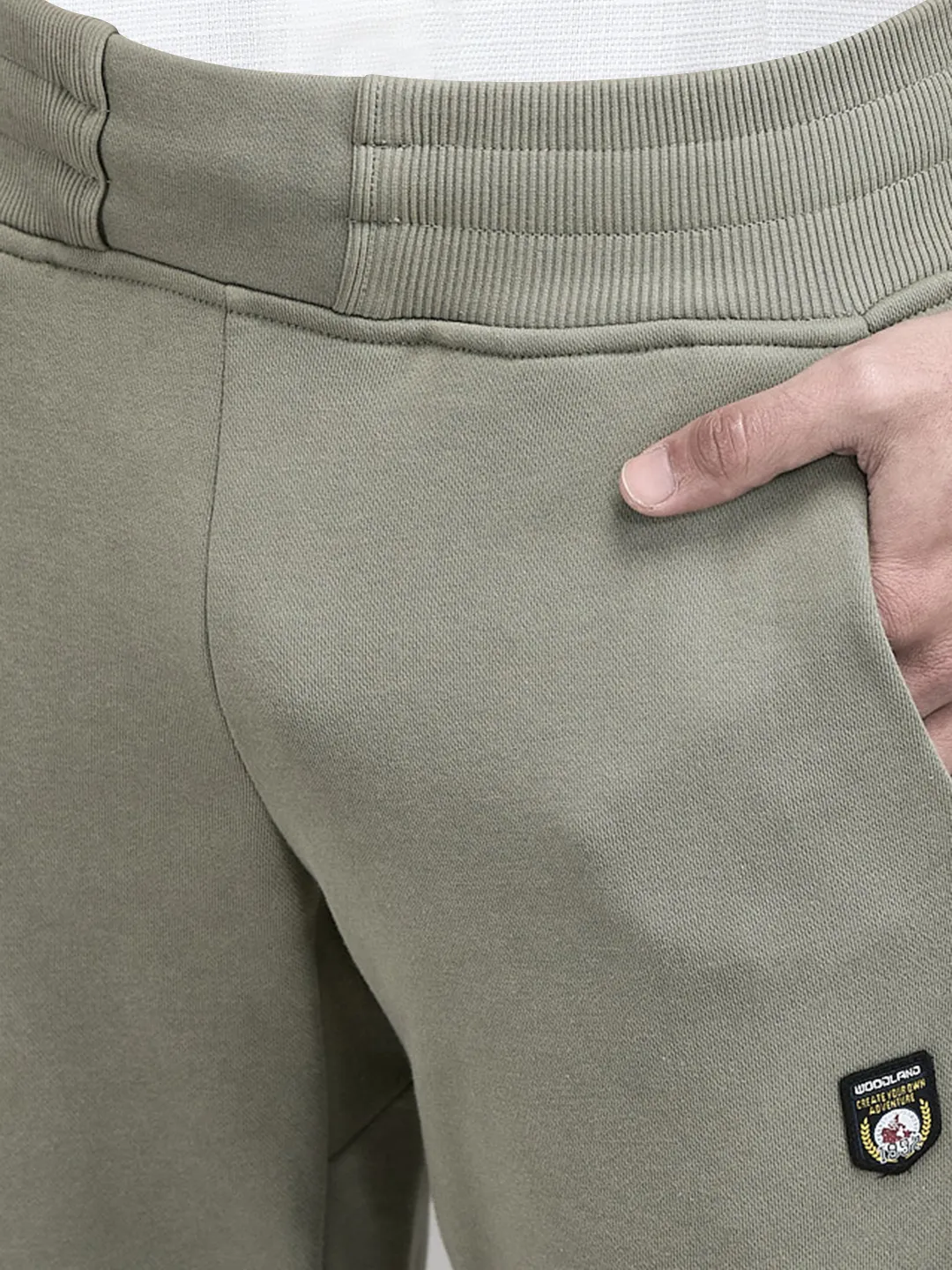 Woodland Green Stretchable Track Bottom For Men - Thumbnail 4