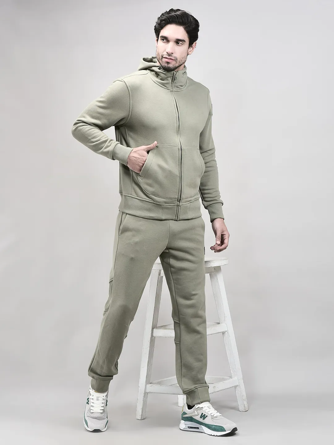 Woodland Green Stretchable Track Bottom For Men - Thumbnail 6