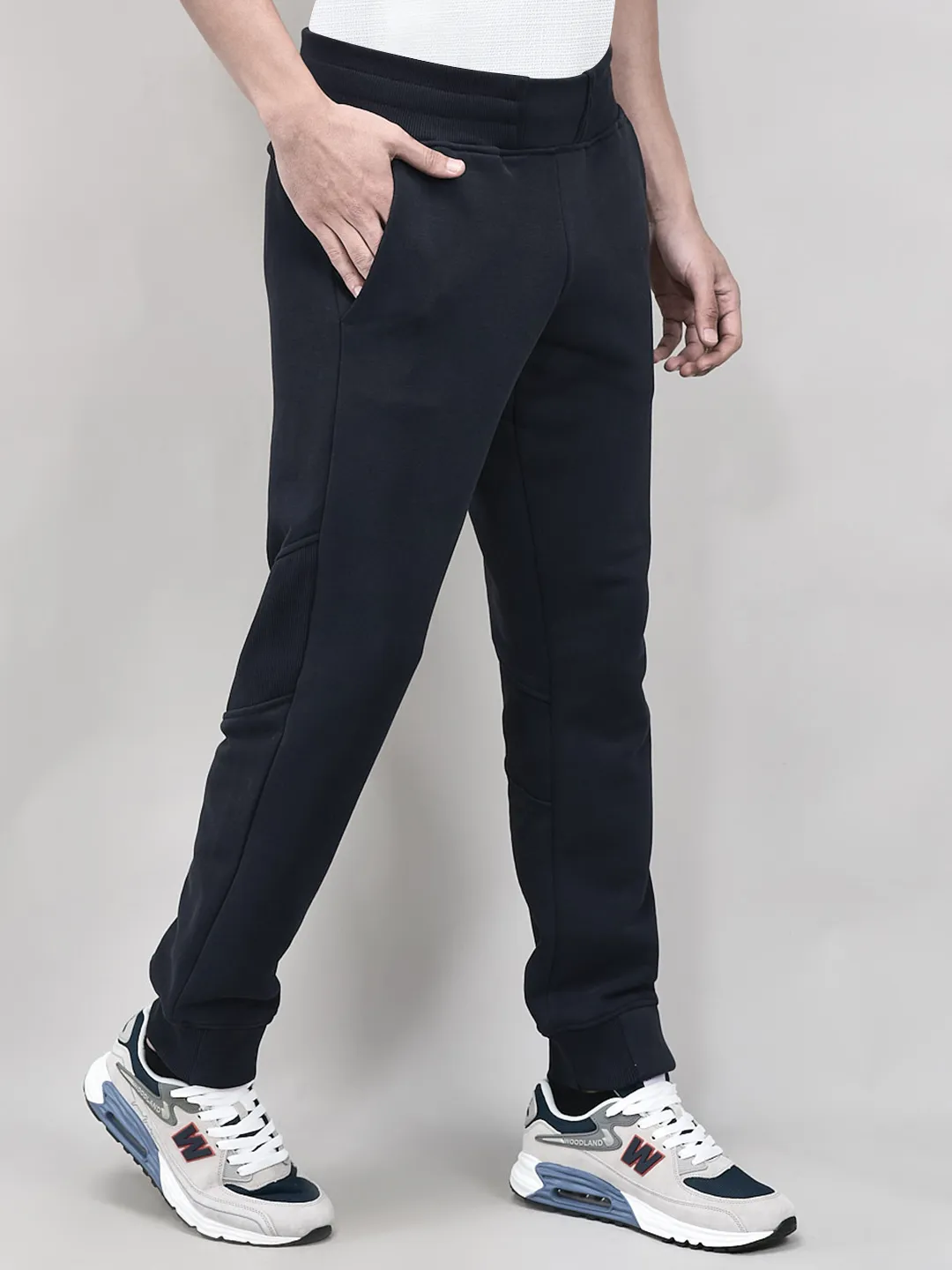 Woodland Navy Stretchable Track Bottom For Men - Thumbnail 2