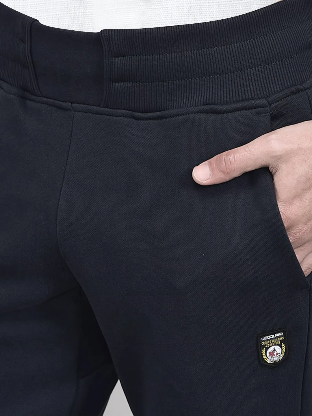 Woodland Navy Stretchable Track Bottom For Men - Thumbnail 4