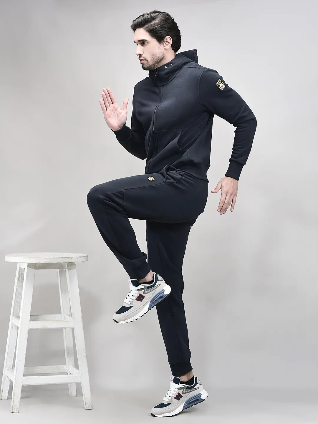 Woodland Navy Stretchable Track Bottom For Men - Thumbnail 6