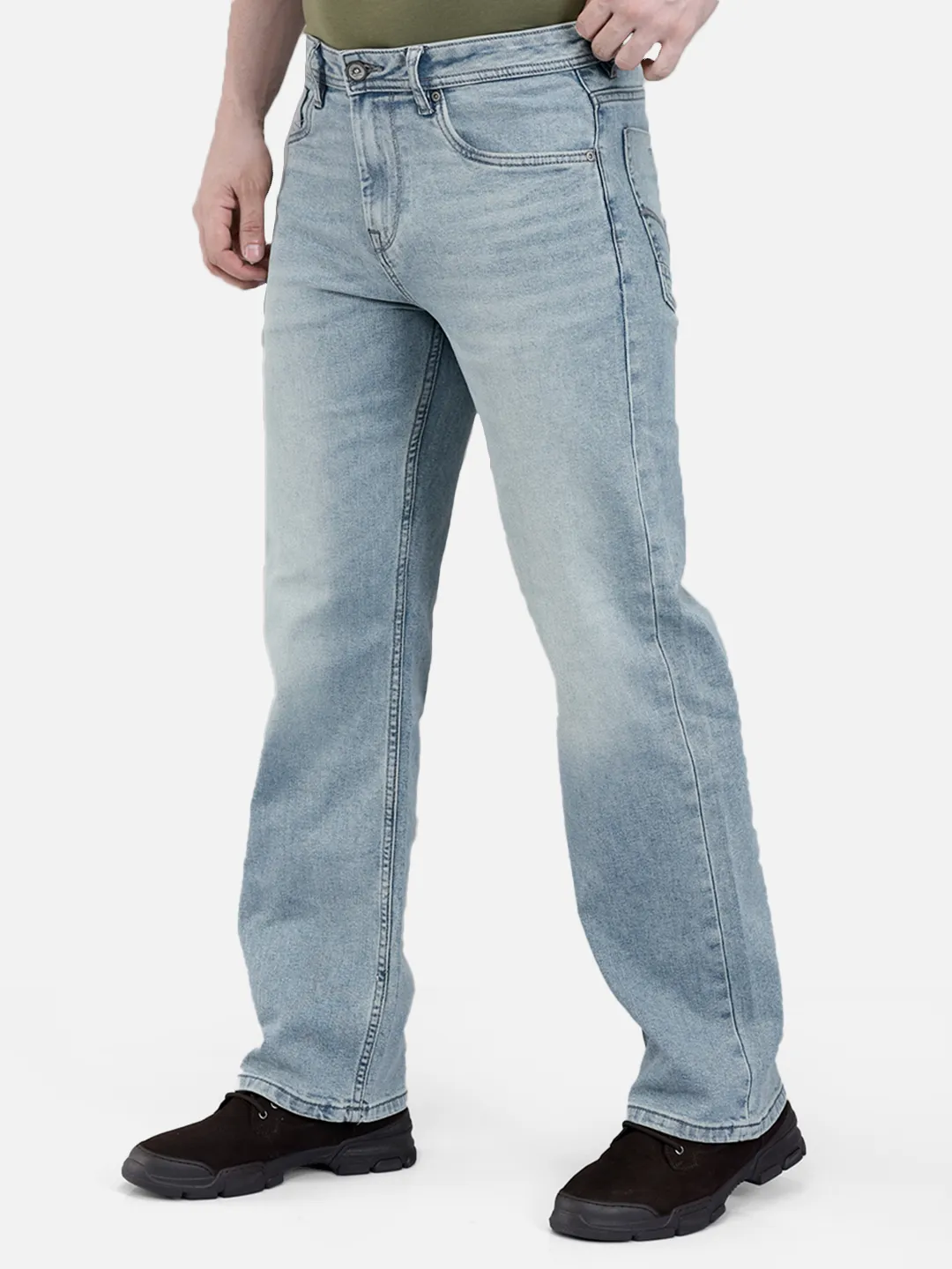 Woodland Men Light Blue Comfort Stretch Denim Trouser 2