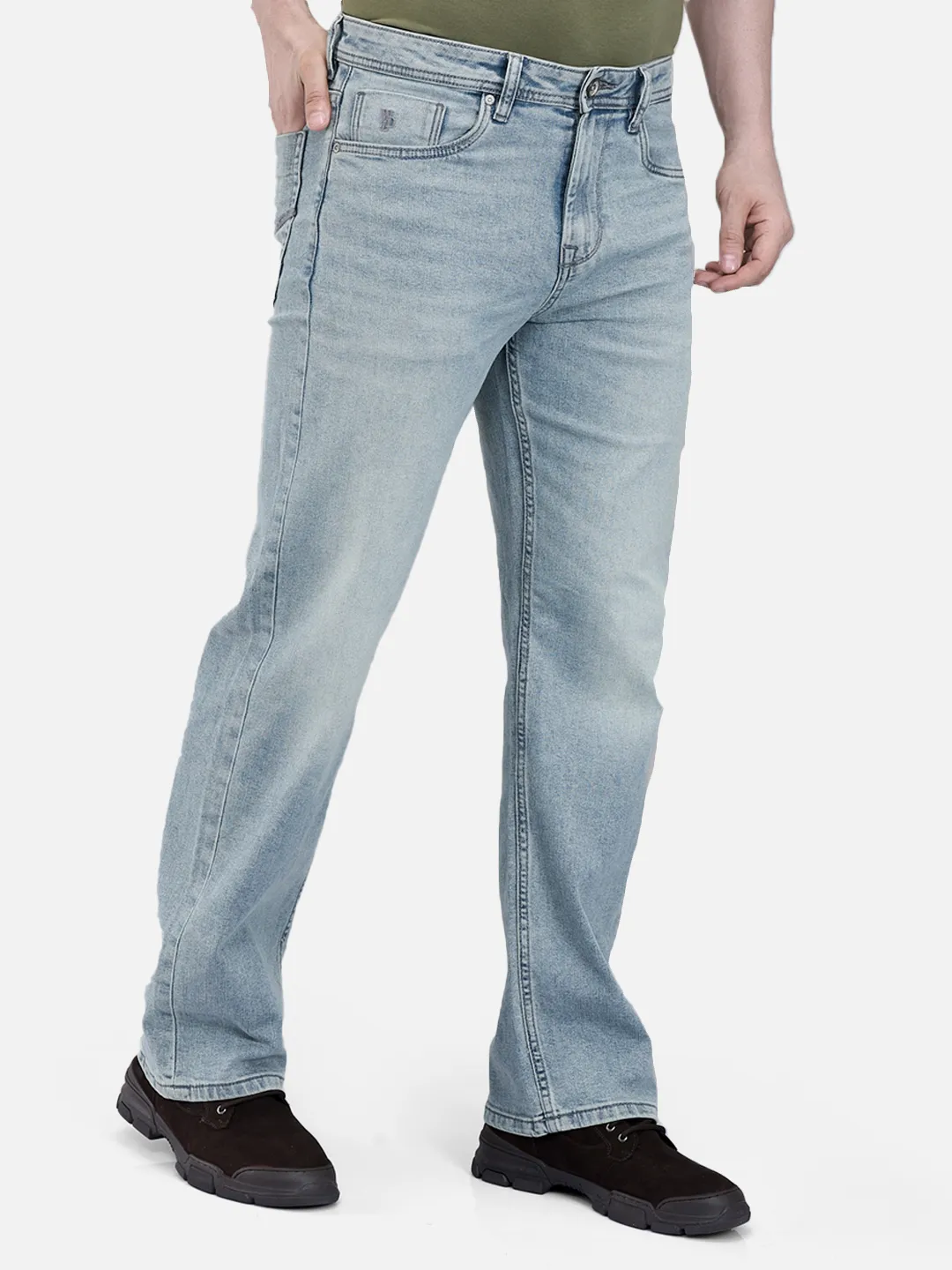 Woodland Men Light Blue Comfort Stretch Denim Trouser 3