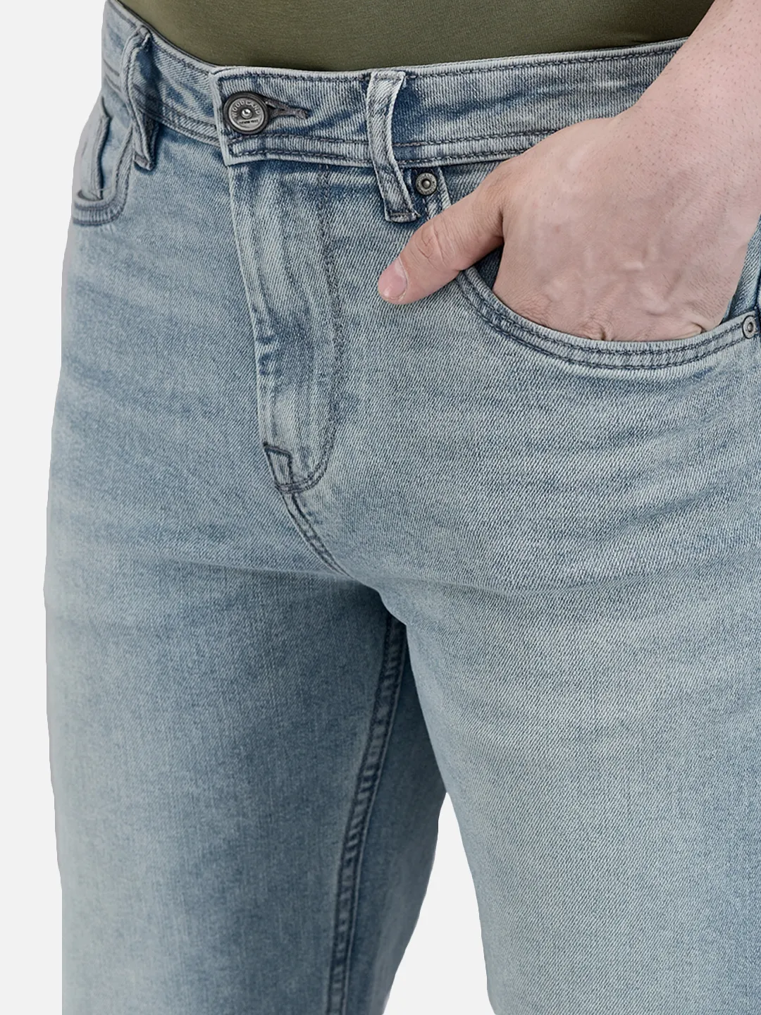 Woodland Men Light Blue Comfort Stretch Denim Trouser 4