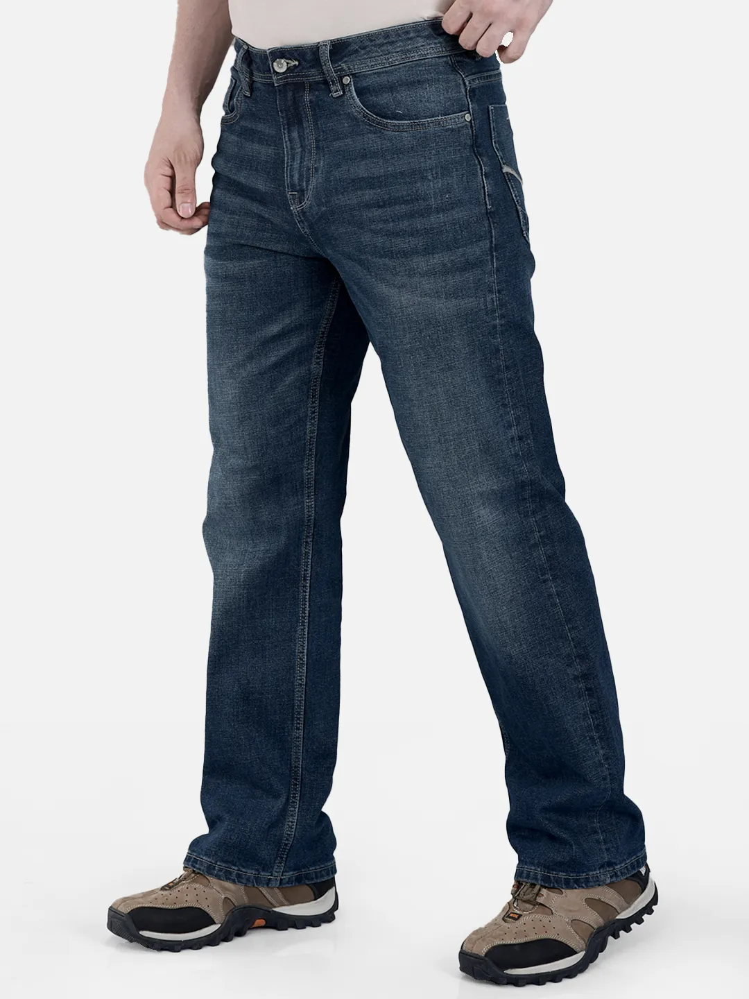 Woodland Men Dark Blue Denim Trousers 2