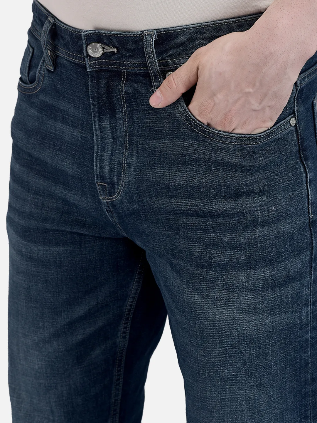 Woodland Men Dark Blue Denim Trousers 4
