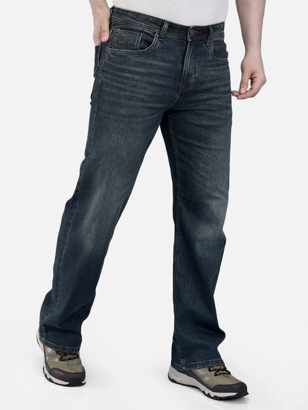 Woodland Men Teal Blue Denim Trousers 3