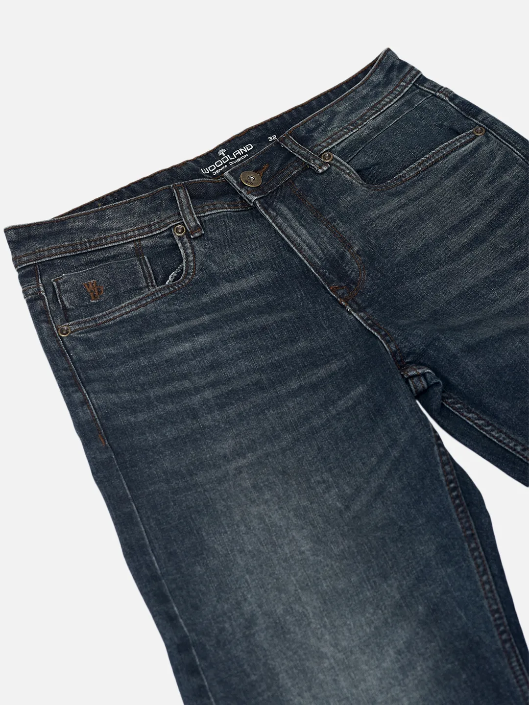 Woodland Men Teal Blue Denim Trousers 5