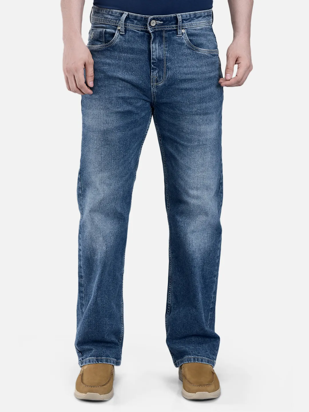 Woodland Men Blue Denim Trousers