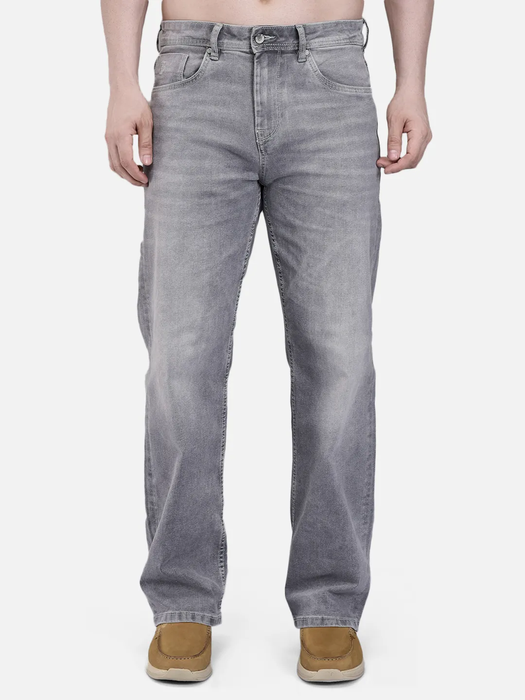Woodland Men Grey Denim Trouser