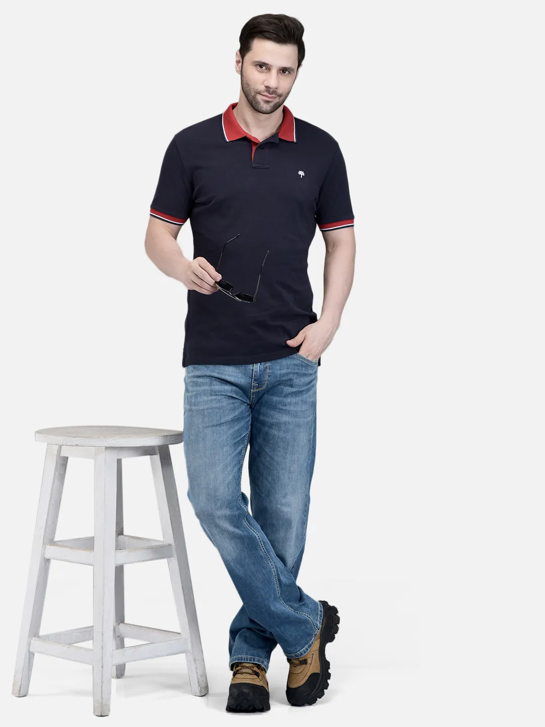 Woodland Men Blue Cotton Elastane Washed Denim Trouser 7