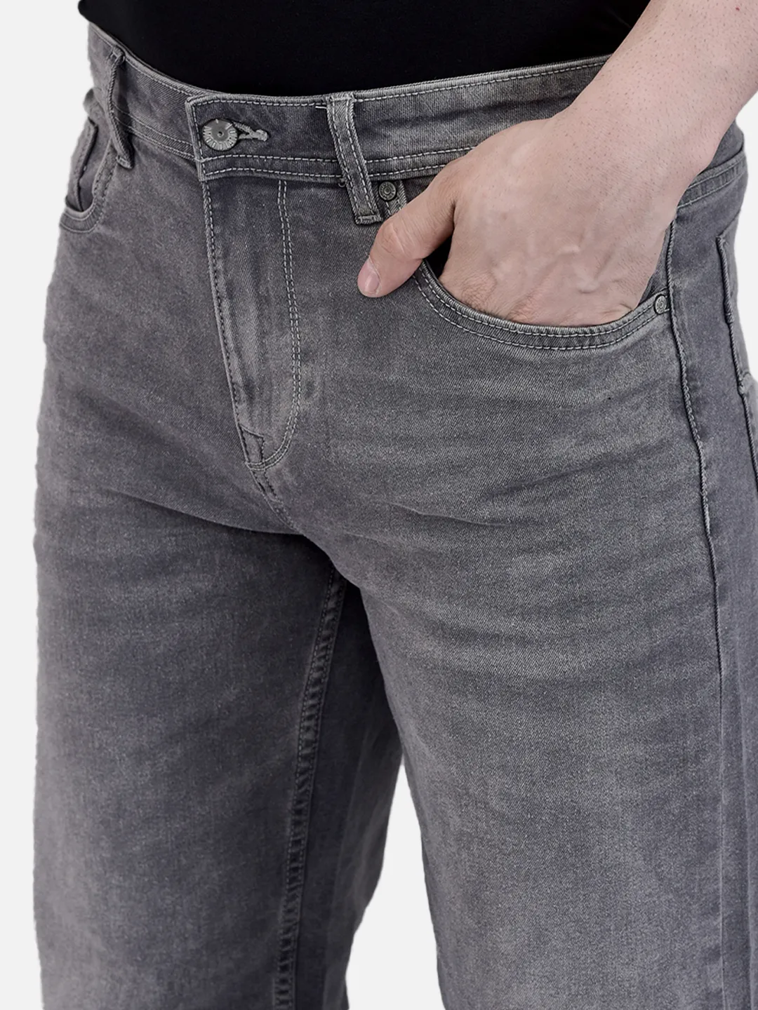 Woodland Men Grey Cotton Polyster Denim Trouser 4