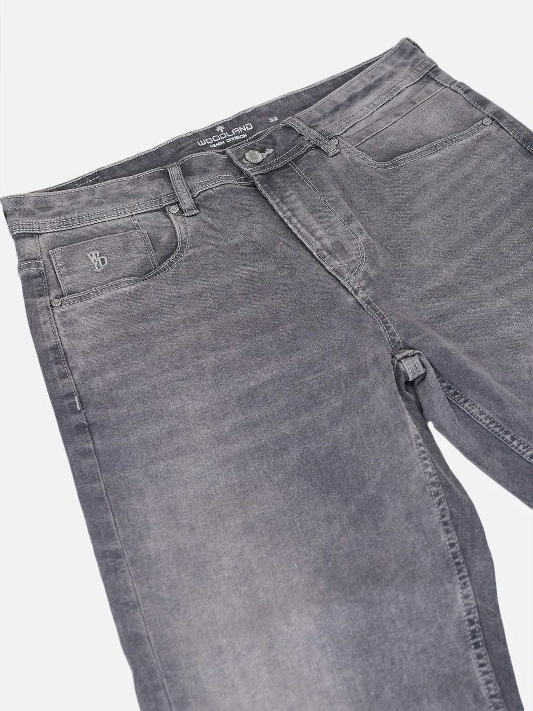 Woodland Men Grey Cotton Polyster Denim Trouser 5
