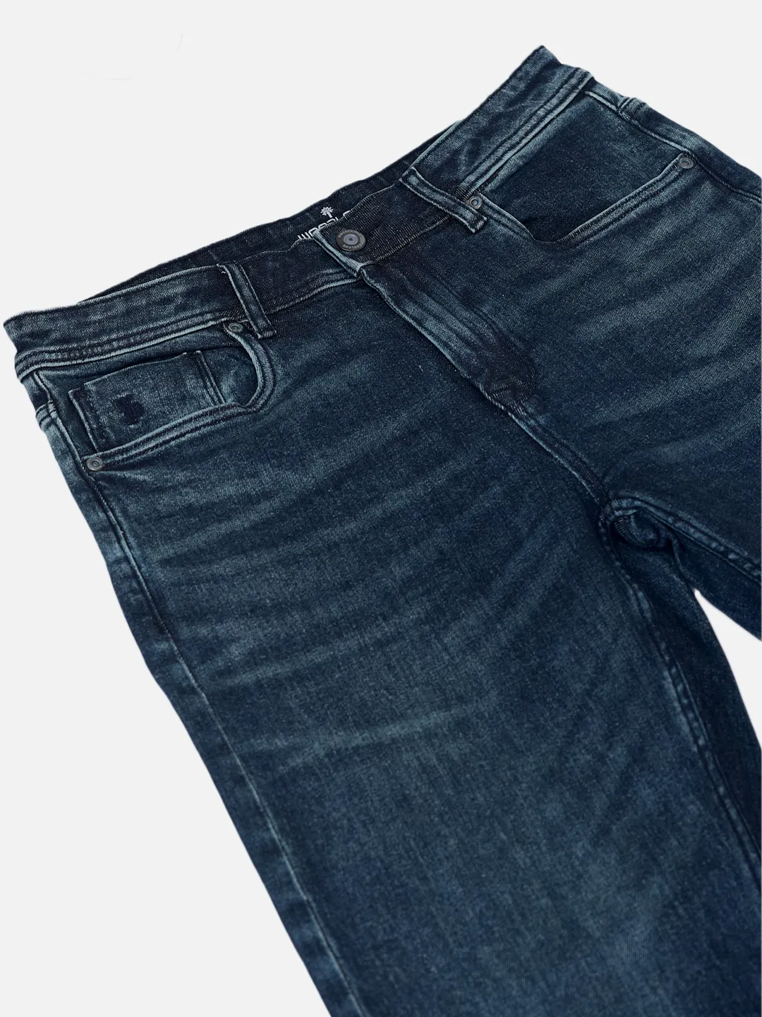 Woodland Men Mid Blue Washed Stretch Denim Trouser 5