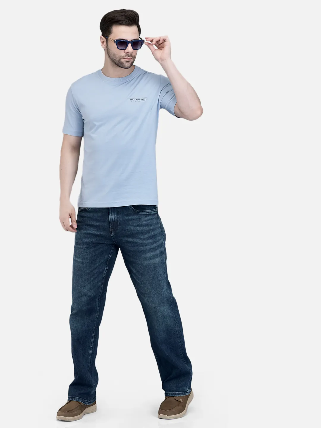 Woodland Men Mid Blue Washed Stretch Denim Trouser 7