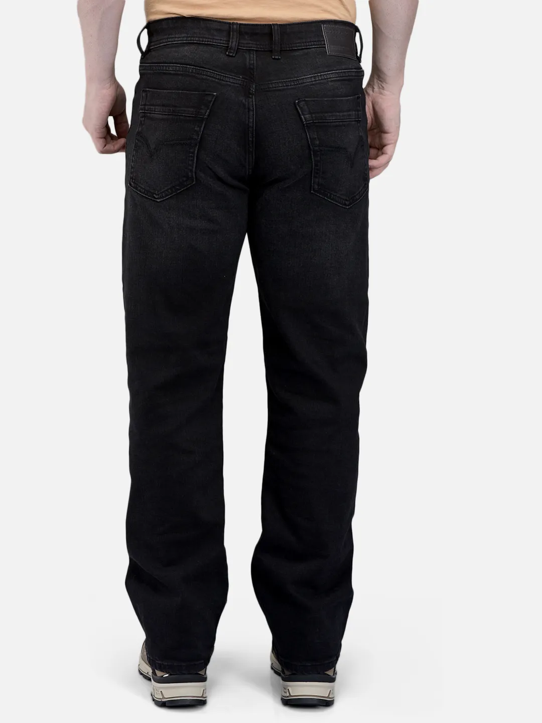 Woodland Men Washed Black Cotton Spandex  Denim Trousers 6