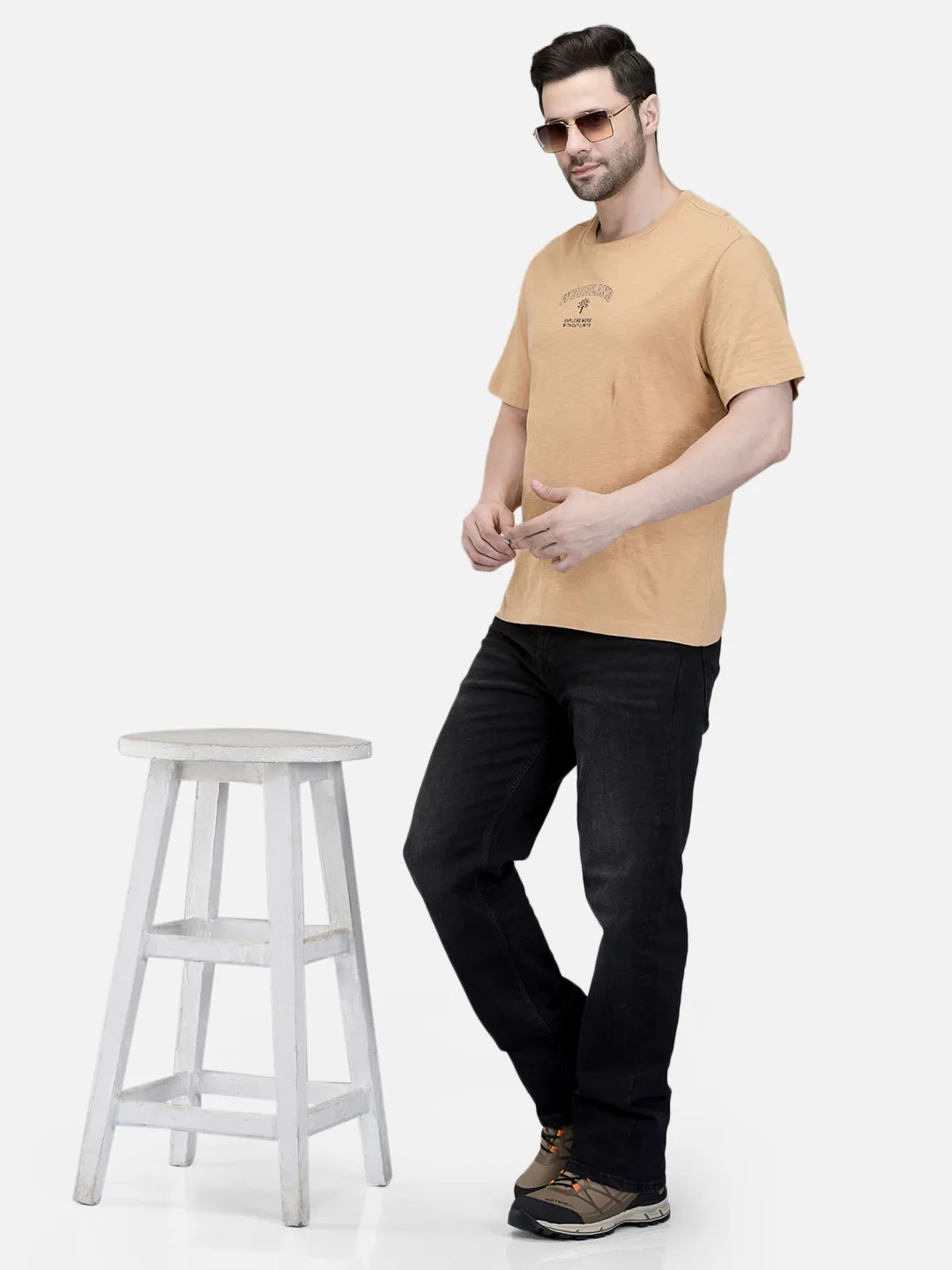 Woodland Men Washed Black Cotton Spandex  Denim Trousers 7